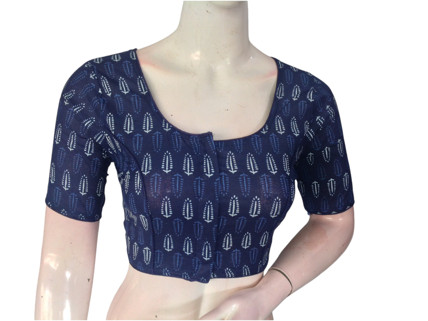 Midnight Blue Cotton Readymade Saree Blouse: A Sophisticated Choice