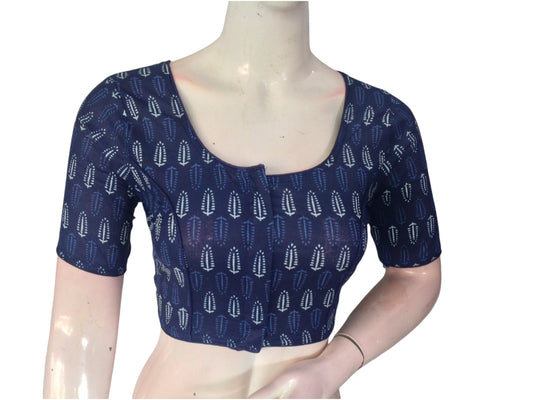 Midnight Blue Cotton Readymade Saree Blouse: A Sophisticated Choice
