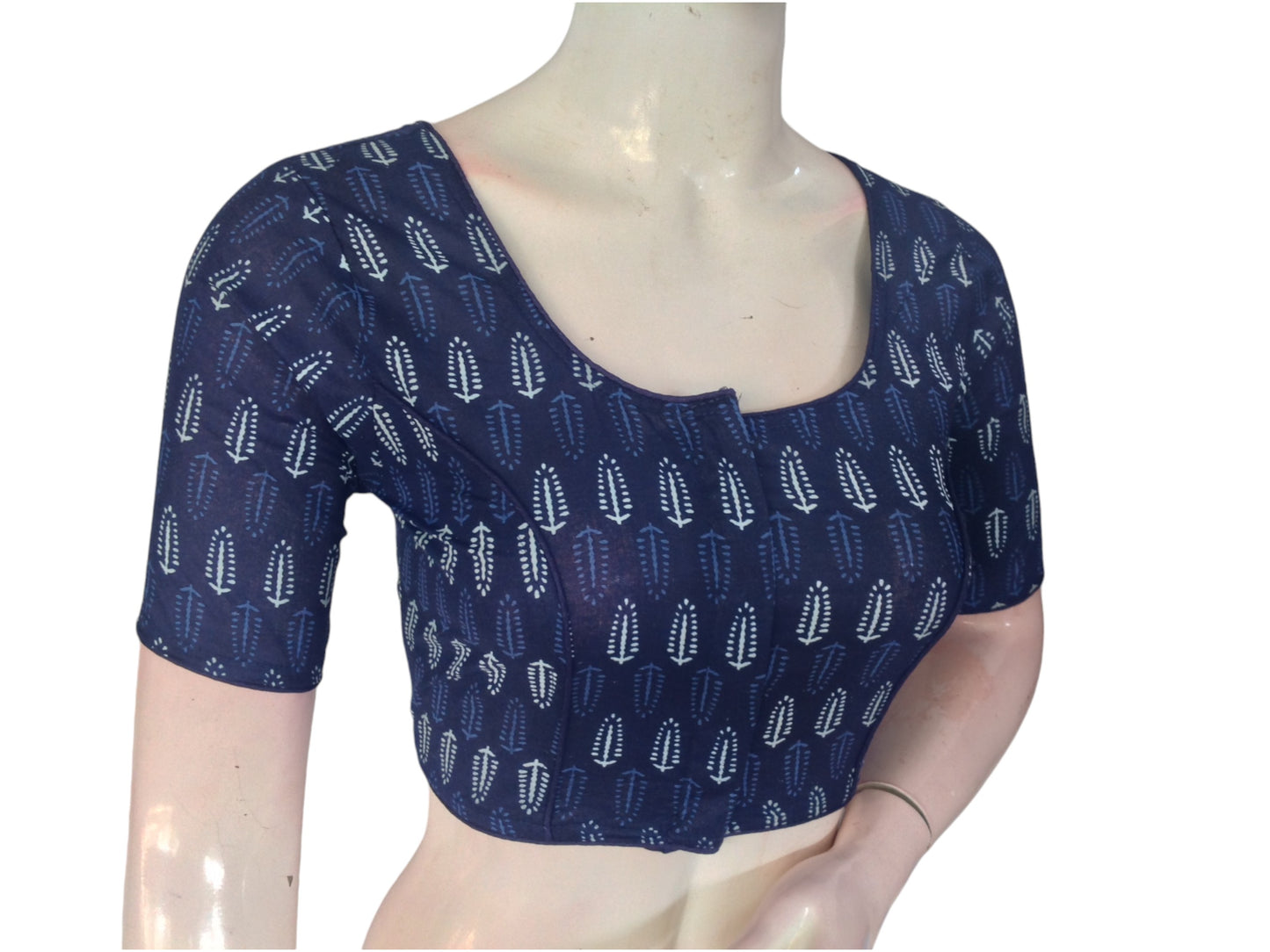Midnight Blue Cotton Readymade Saree Blouse: A Sophisticated Choice