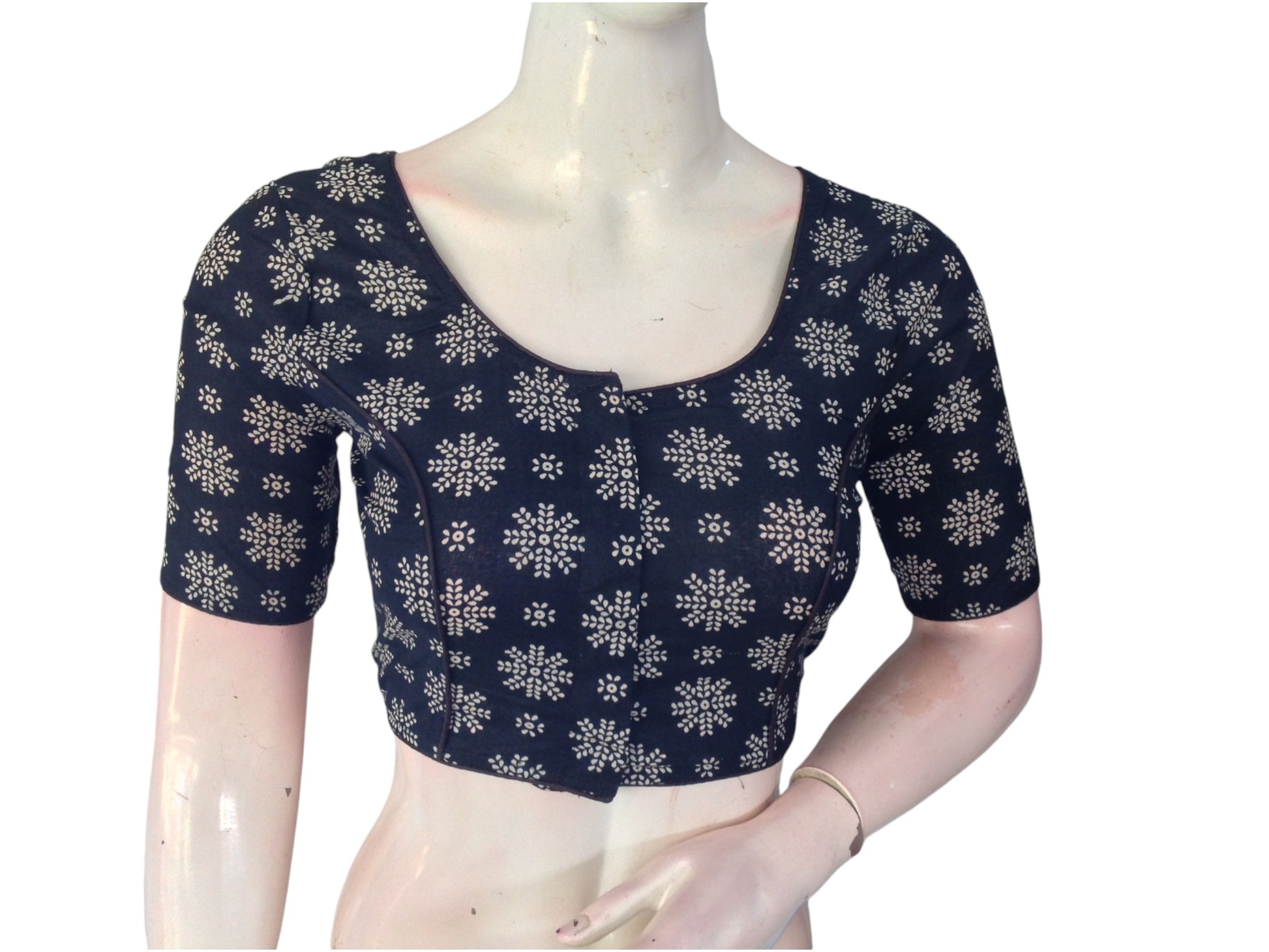 Navy Blue Cotton Readymade Saree Blouse: A Versatile Staple