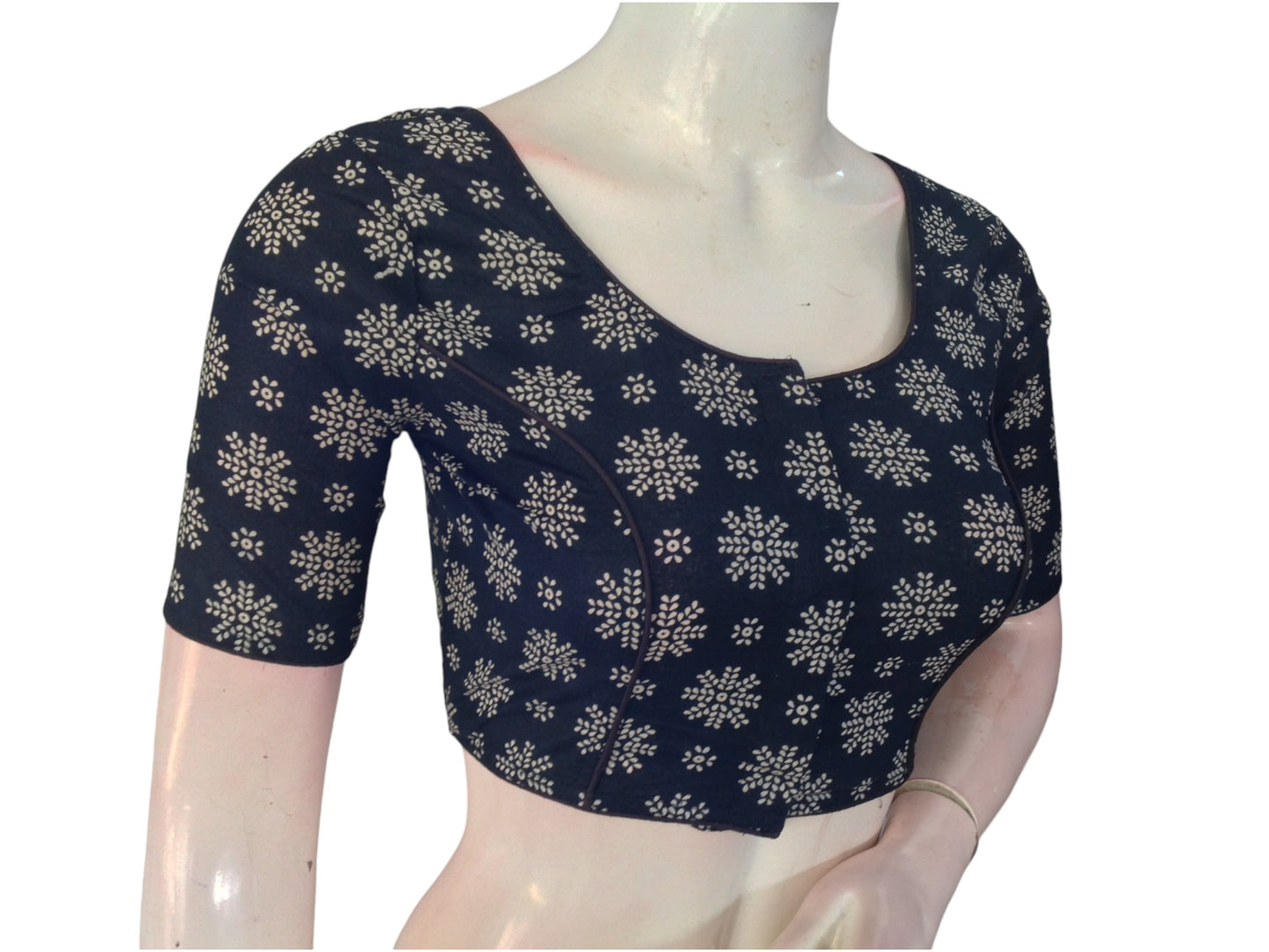 Navy Blue Cotton Readymade Saree Blouse: A Versatile Staple