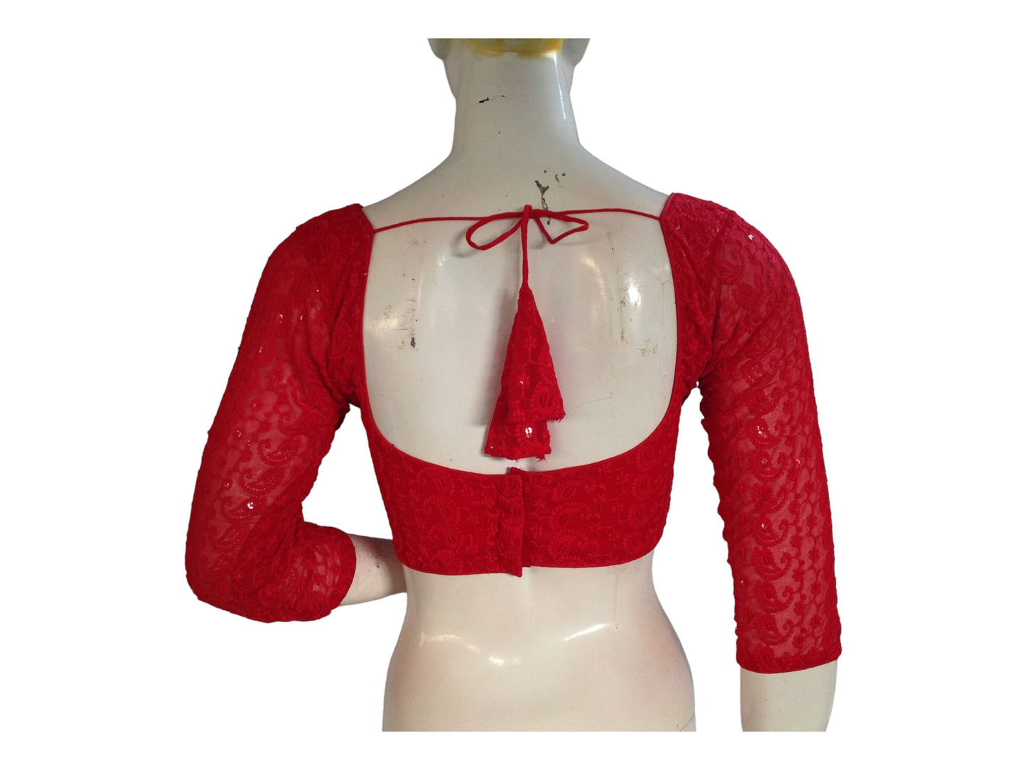 Red Color Chikankari Embroided Readymade Saree Blouse