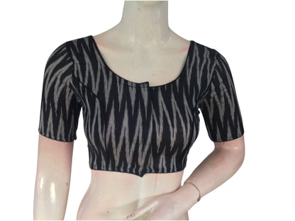 Ebony Black Cotton Readymade Saree Blouse: A Timeless Elegance