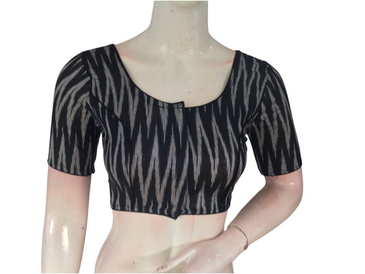Ebony Black Cotton Readymade Saree Blouse: A Timeless Elegance