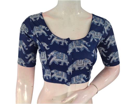 Sapphire Blue Cotton Readymade Saree Blouse: A Royal Touch