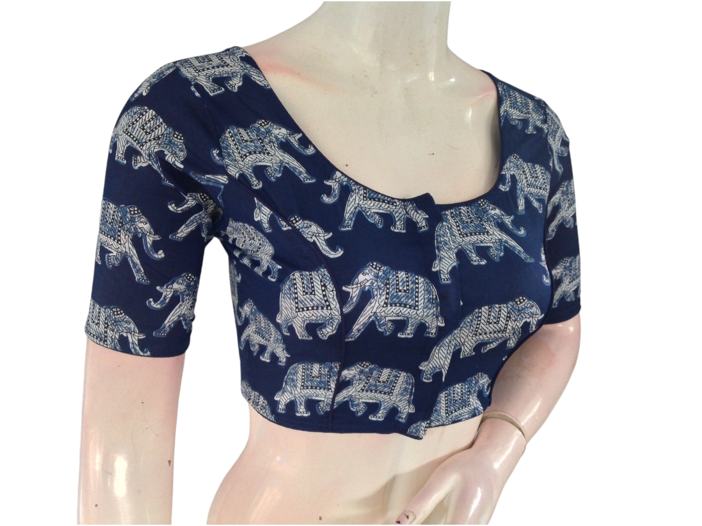 Sapphire Blue Cotton Readymade Saree Blouse: A Royal Touch