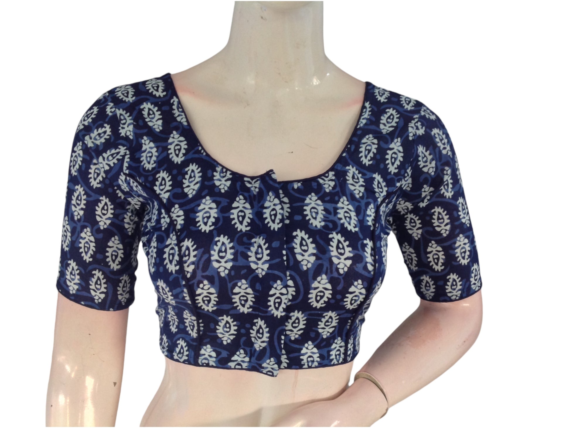 A Royal Touch : Blue Color Cotton Readymade Saree Blouse