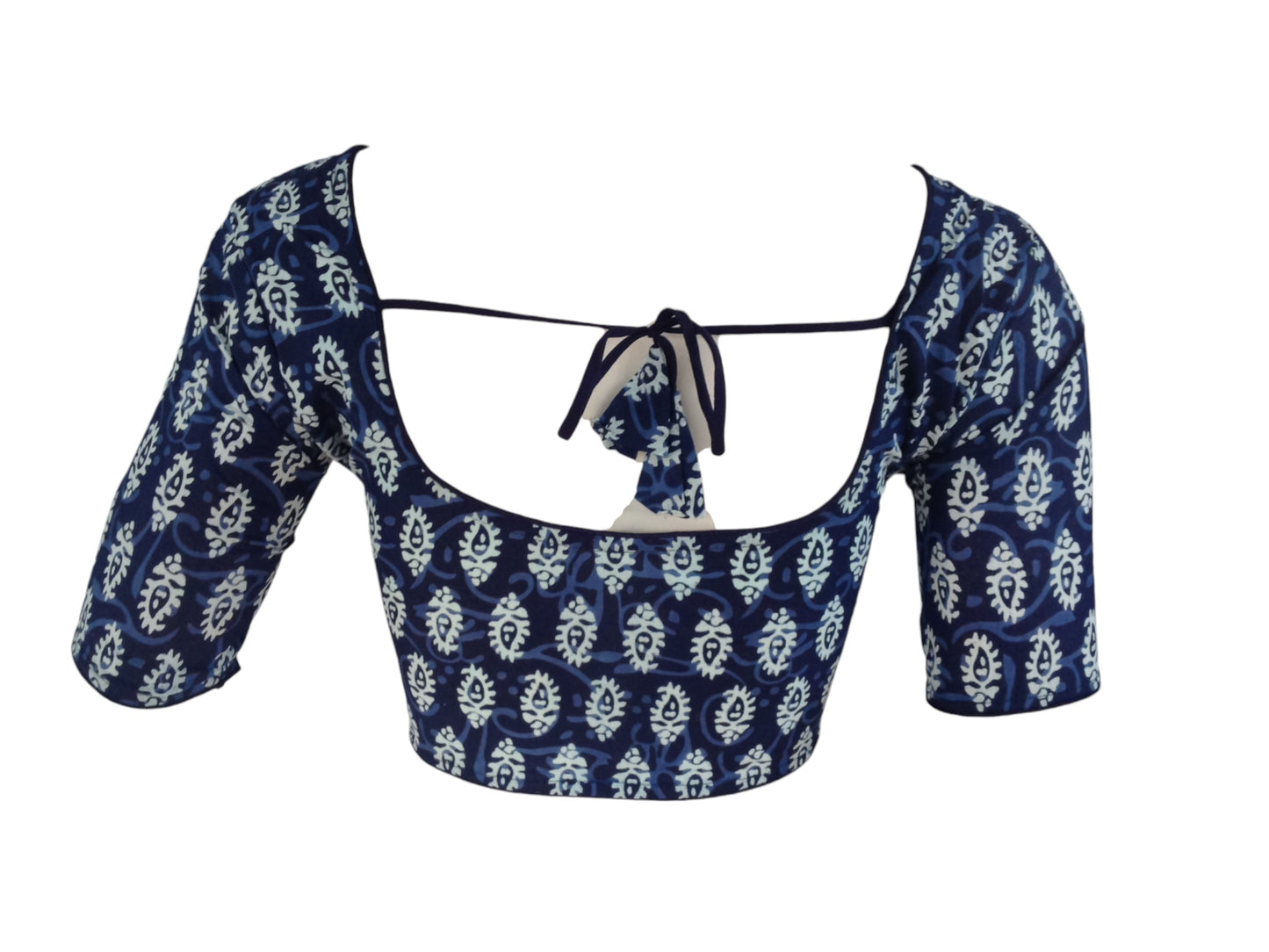 A Royal Touch : Blue Color Cotton Readymade Saree Blouse