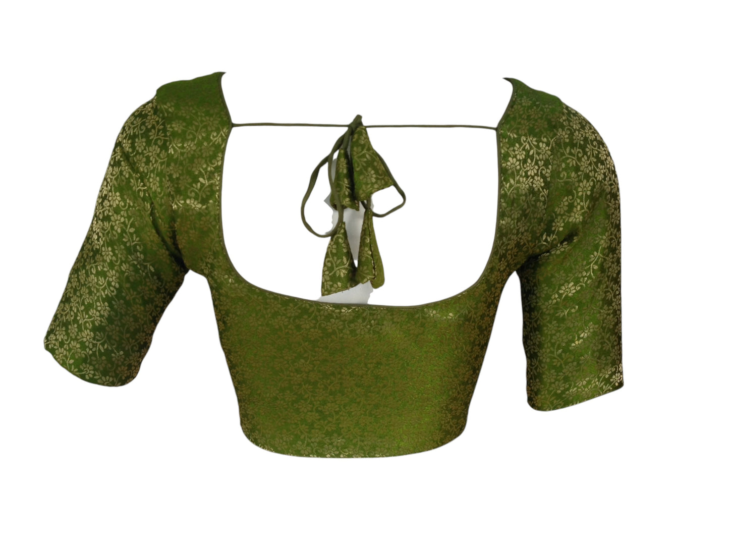 Olive Oasis: Readymade Brocade Silk Saree Blouse