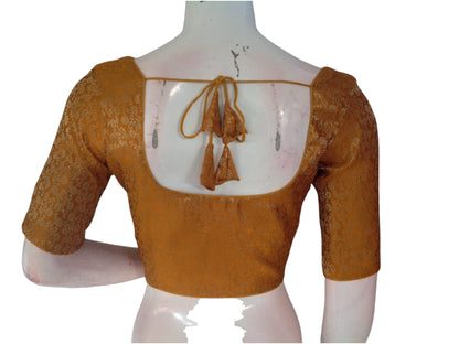 Mustard Marvel: Readymade Brocade Silk Saree Blouse