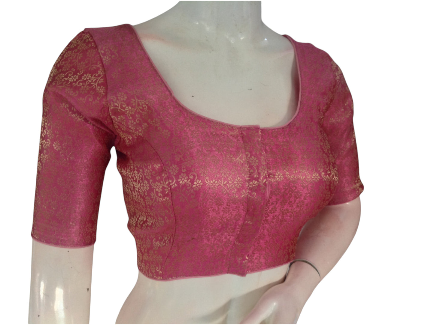Pastel Perfection: Readymade Brocade Silk Saree Blouse