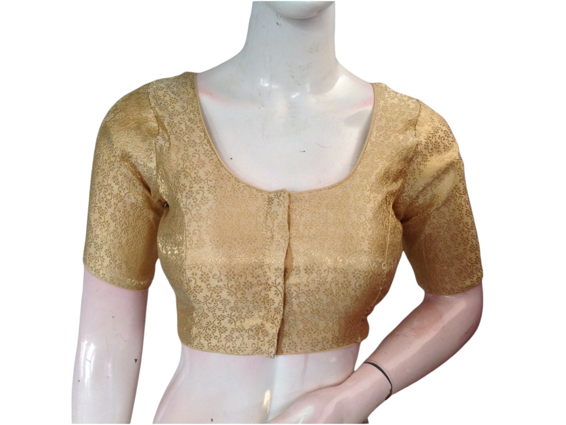 Golden Color: Brocade Silk  Readymade Saree Blouse