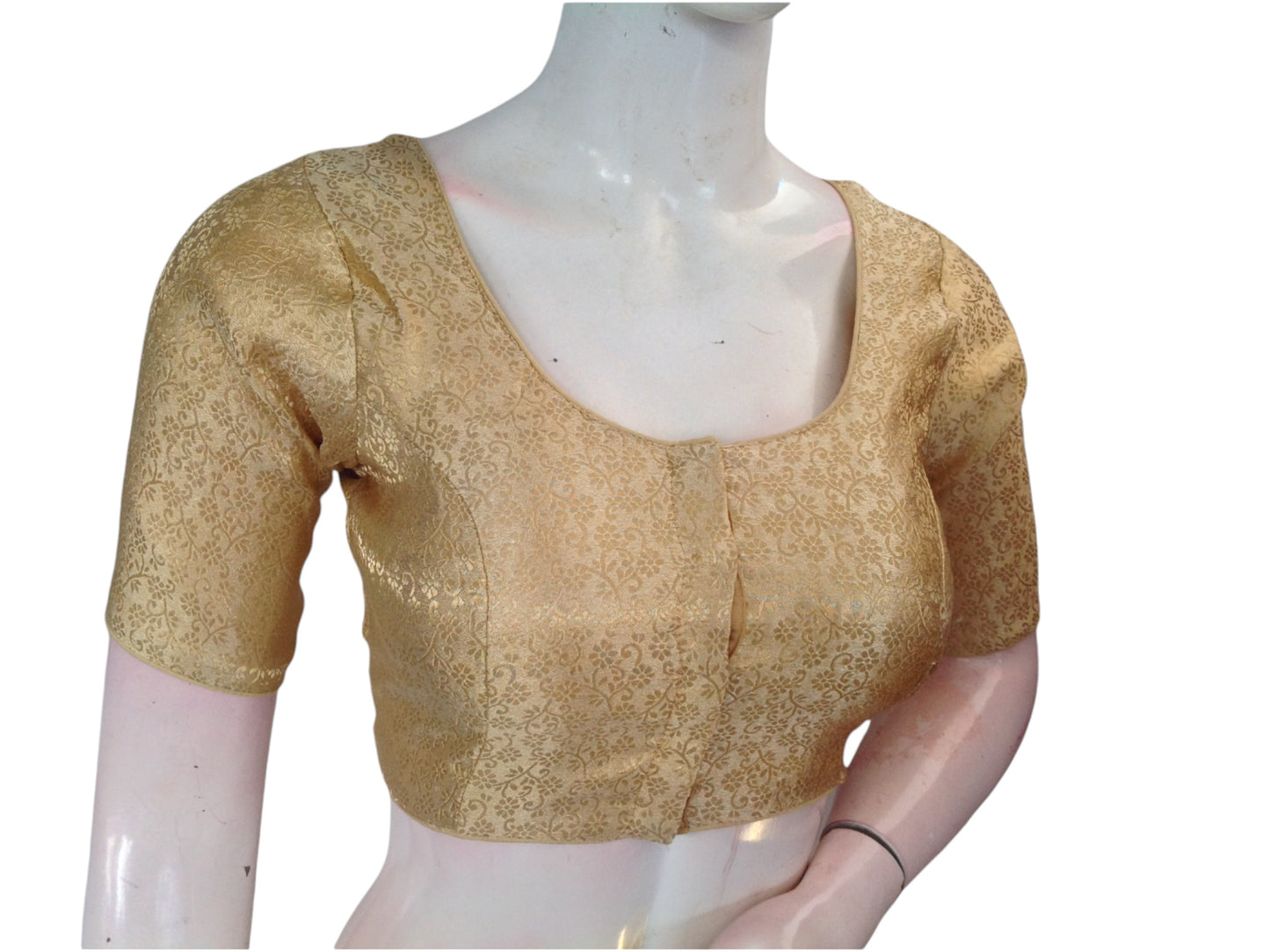 Golden Color: Brocade Silk  Readymade Saree Blouse