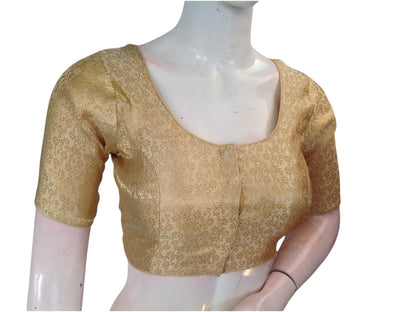 Golden Color: Brocade Silk  Readymade Saree Blouse