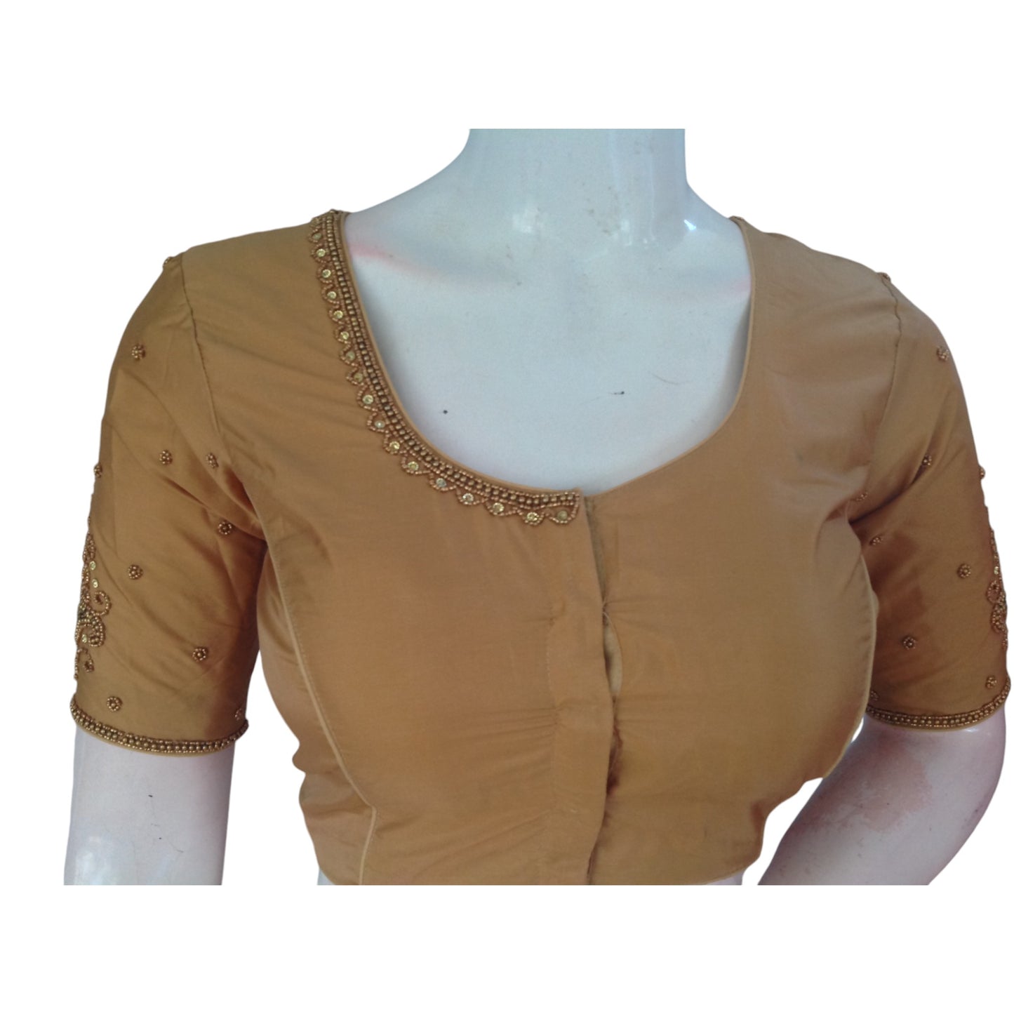 Golden Goddess: Aari Handwork Wedding Silk Saree Readymade Blouse