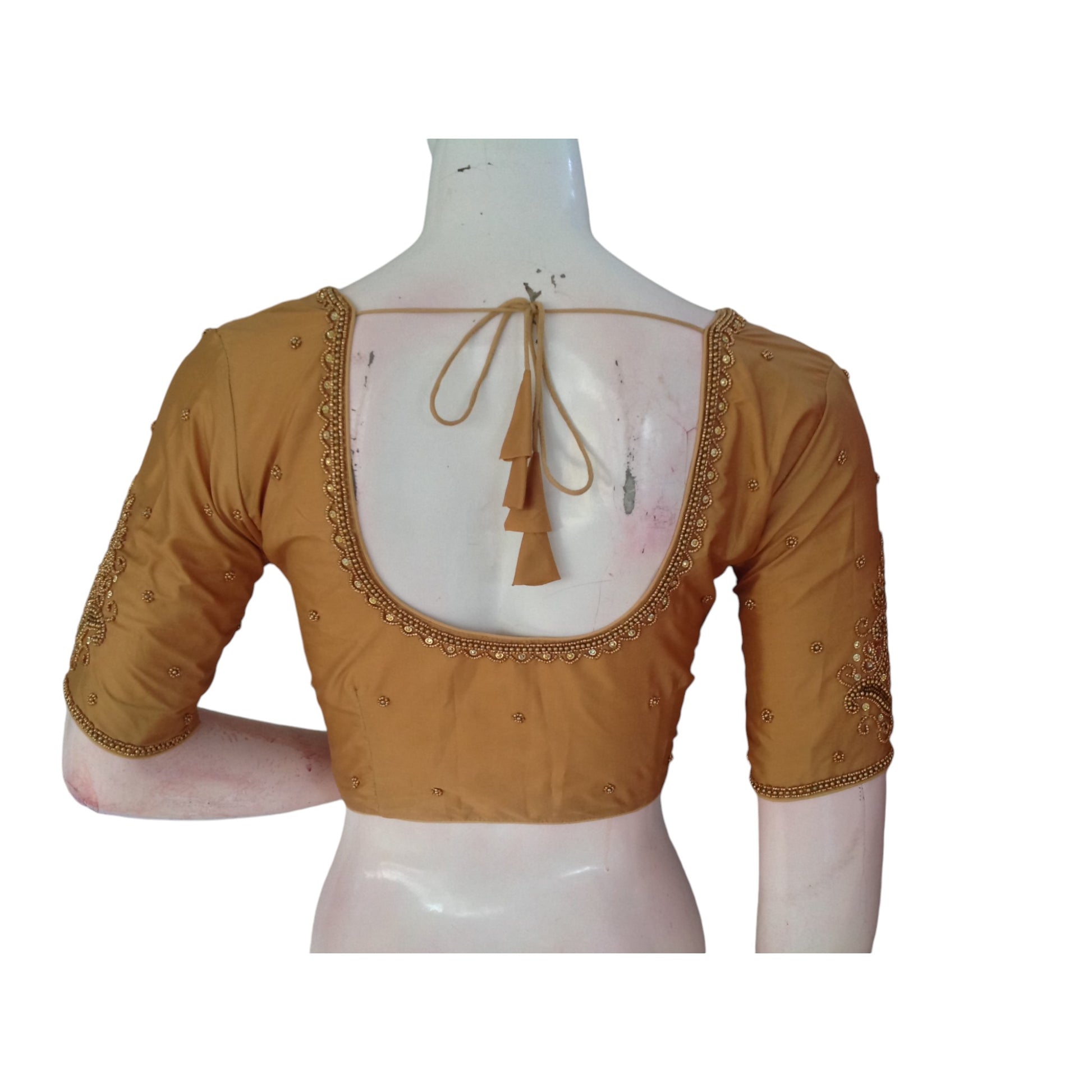 Golden Goddess: Aari Handwork Wedding Silk Saree Readymade Blouse