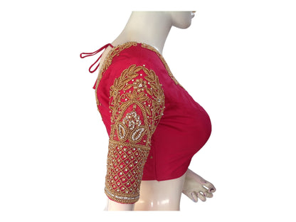 Pink Saree Blouse, Bridal Handwork Readymade Saree Blouse, Indian Ethnic Wedding Choli top
