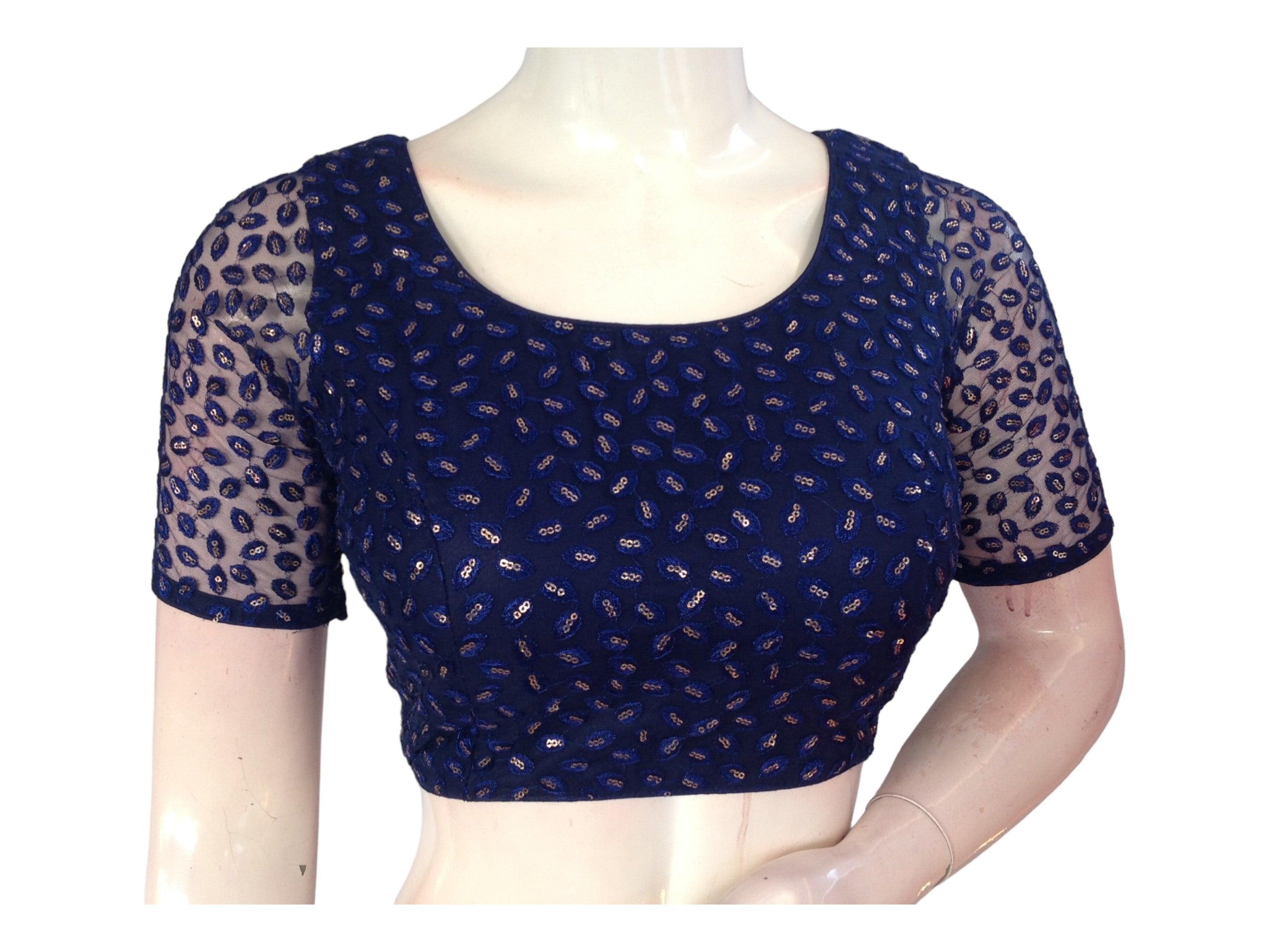 Navy blue designer blouse online sales