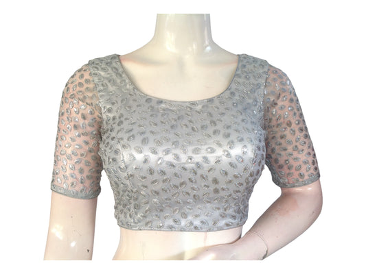 Silver Saree Blouse, Readymade Saree Blouse, Designer Blouse online from d3blouses