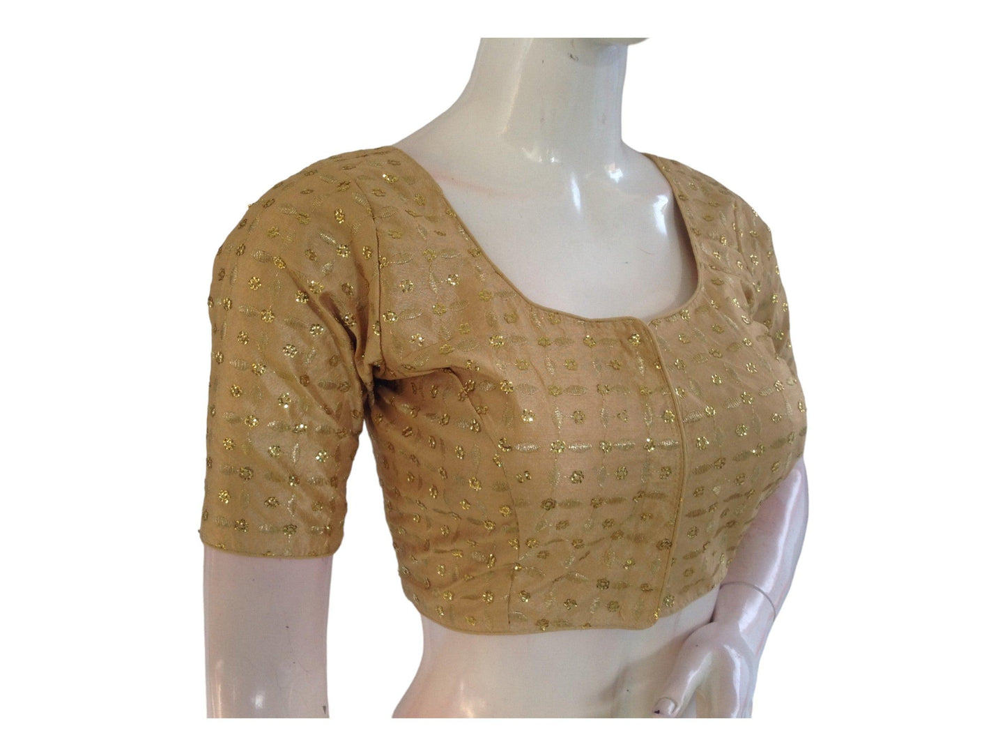 Gold Saree Blouse, Silk Saree Readymade Blouse, Indian Tissue Choli top from D3 Blouses