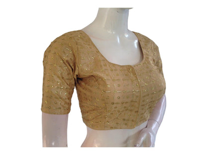 Gold Saree Blouse, Silk Saree Readymade Blouse, Indian Tissue Choli top from D3 Blouses