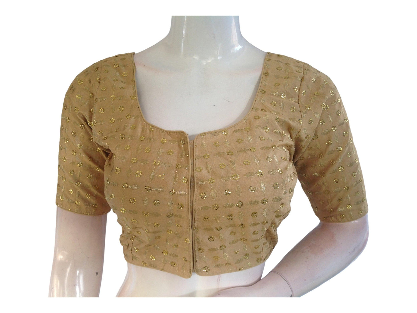 Gold Saree Blouse, Silk Saree Readymade Blouse, Indian Tissue Choli top from D3 Blouses