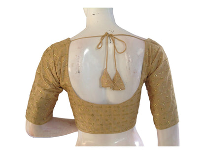 Gold Saree Blouse, Silk Saree Readymade Blouse, Indian Tissue Choli top from D3 Blouses