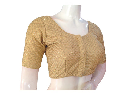 Gold Saree Blouse, Silk Saree Readymade Blouse, Indian Tissue Choli top from D3 Blouses