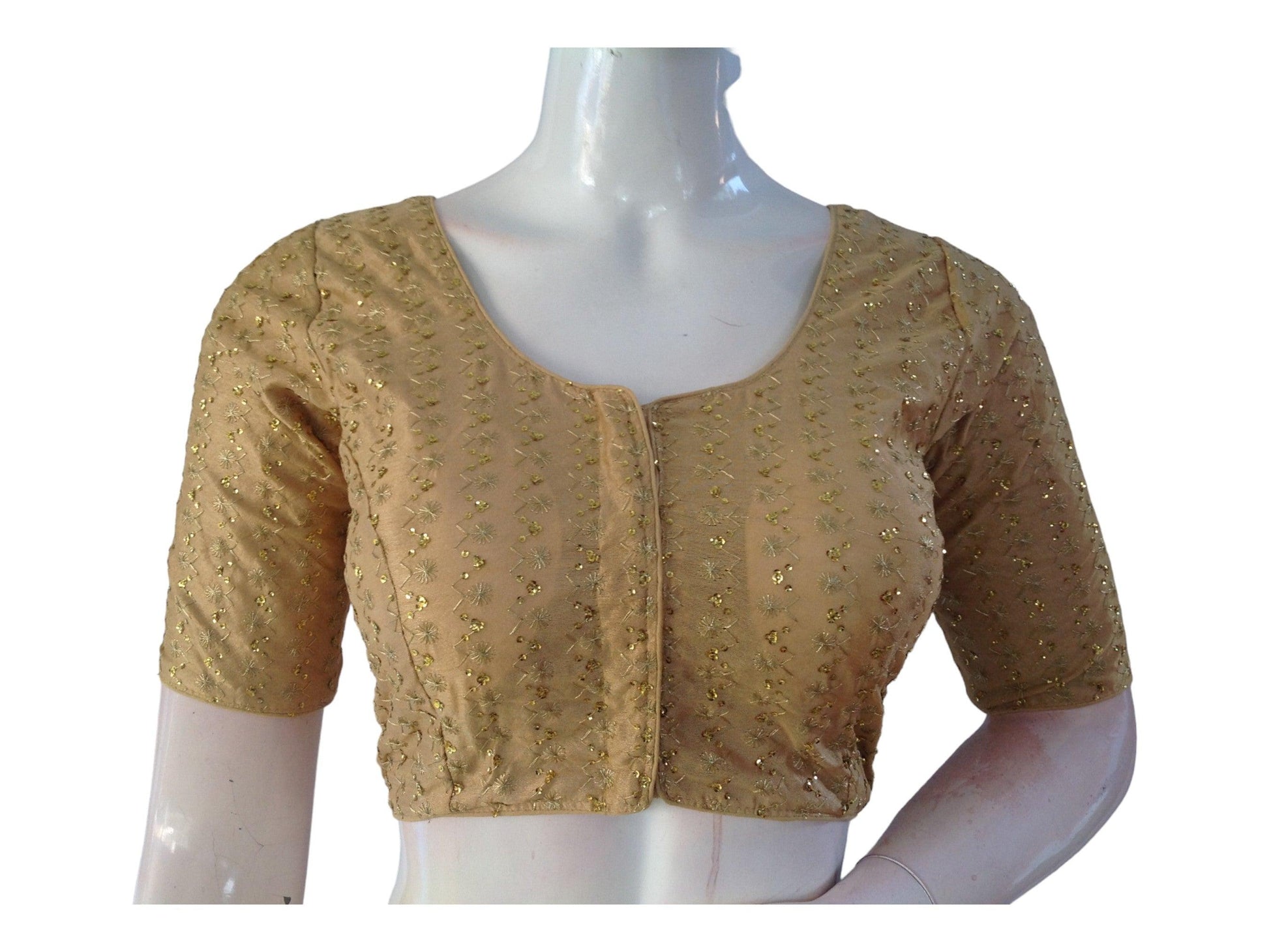 Gold Saree Blouse, Silk Saree Readymade Blouse, Indian Tissue Choli top from D3 Blouses - D3blouses