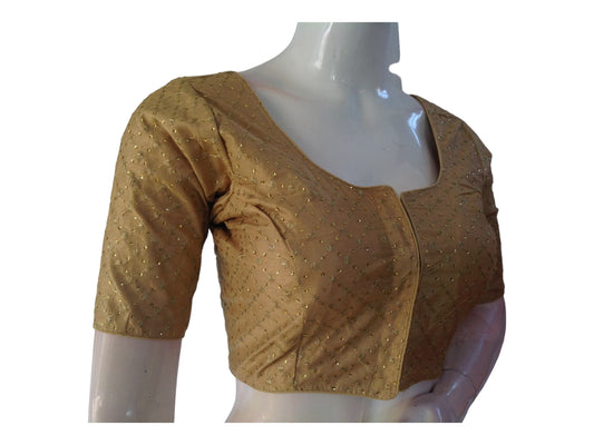 Gold Saree Blouse, Silk Saree Readymade Blouse, Indian Tissue Choli top from D3 Blouses