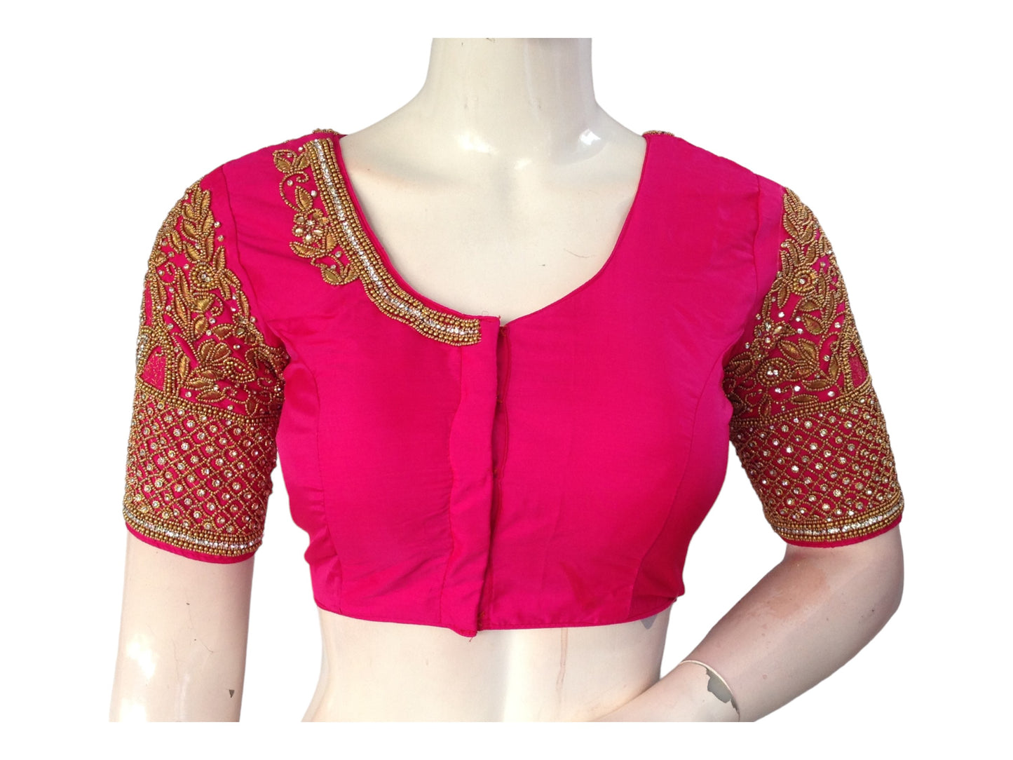Pink Color Bridal Handwork Readymade Saree Blouse, Indian Ethnic Wedding Choli top Online