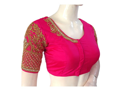Pink Color Bridal Handwork Readymade Saree Blouse, Indian Wedding Choli top Online