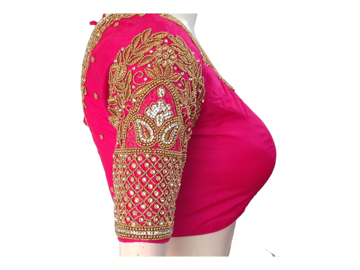 Pink Color Bridal Handwork Readymade Saree Blouse, Indian Wedding Choli top Online