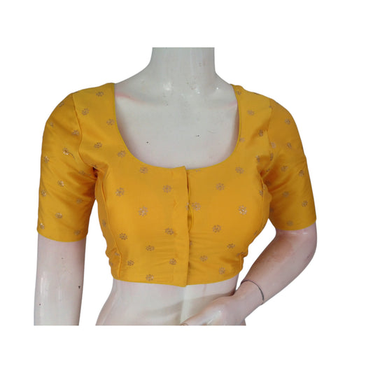 Sunshine in a Blouse: Vibrant Yellow Semi-Silk with Intricate Embroidery