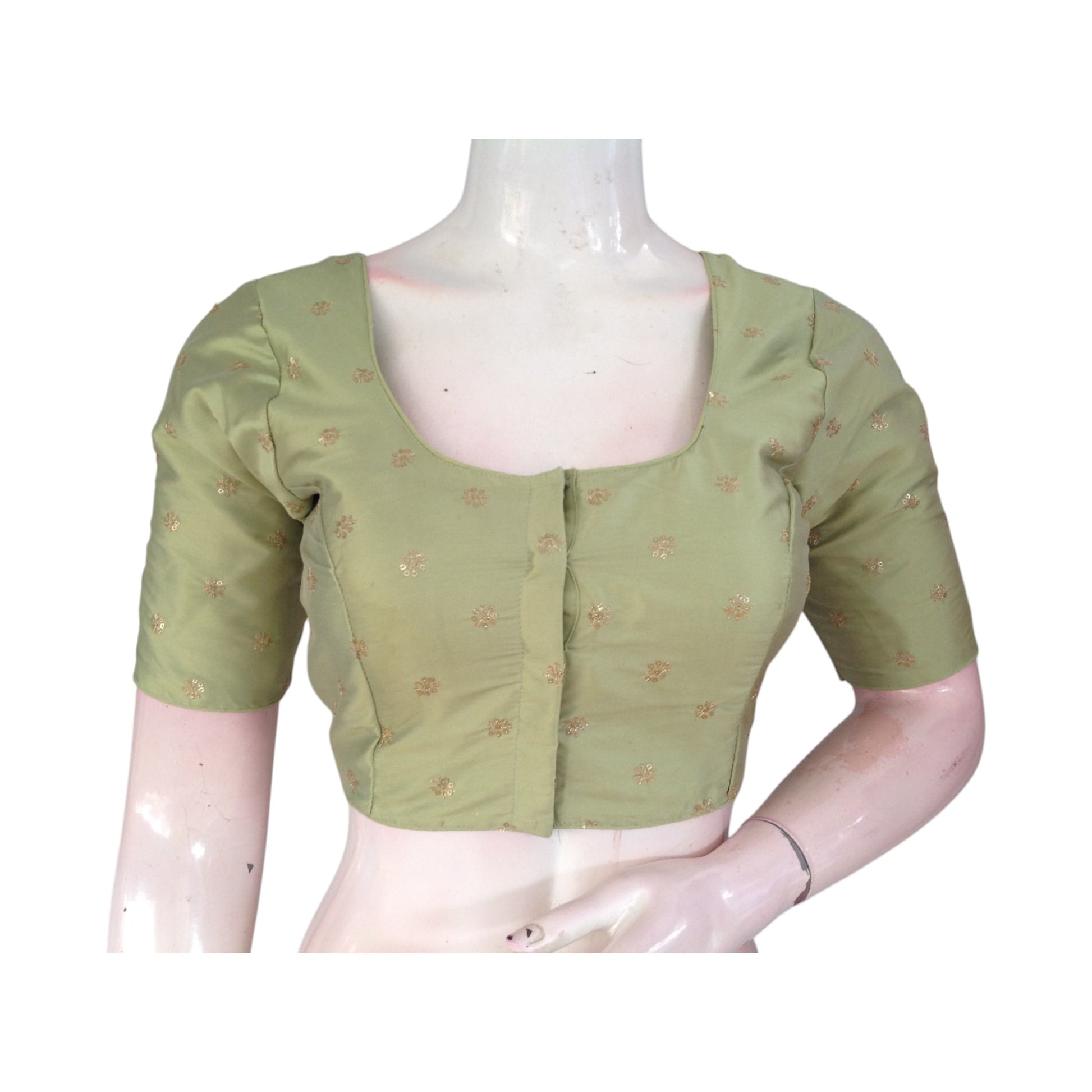 Pista Perfect: Elegant Semi-Silk Blouse with Delicate Embroidery
