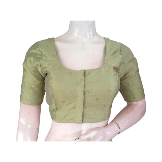 Pista Perfect: Elegant Semi-Silk Blouse with Delicate Embroidery