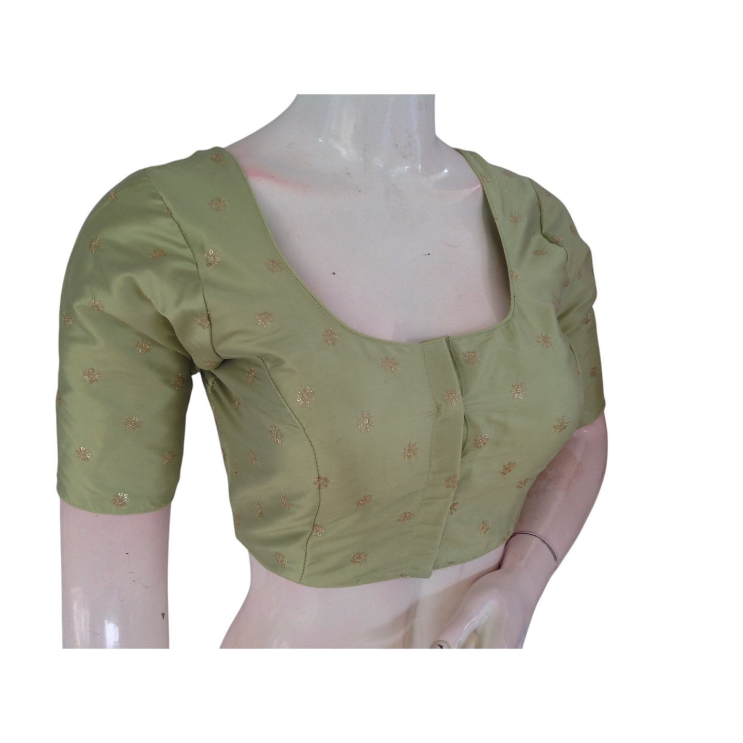 Pista Perfect: Elegant Semi-Silk Blouse with Delicate Embroidery