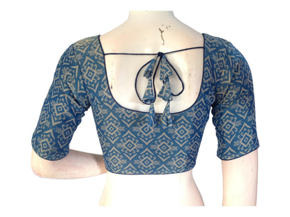 Blue Color Saree Blouse, Indian Readymade Blouse, Tissue Silk Choli top Online