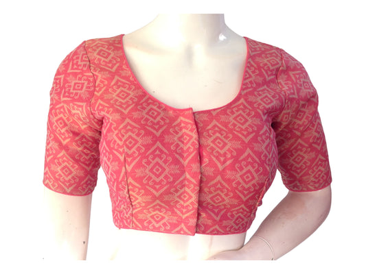 Pink Color Saree Blouse, Indian Readymade Blouse, Tissue Silk Choli top Online