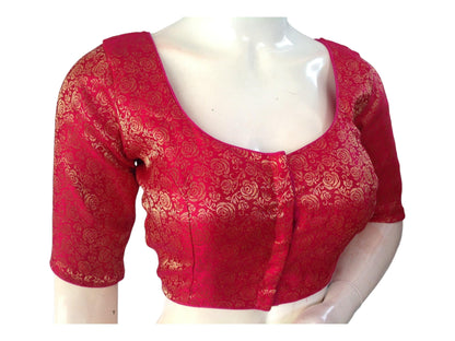 Elevate your ethnic charm with our Pink Brocade Readymade Saree Blouse, thoughtfully crafted for plus-size wearers. With intricate detailing, this blouse adds sophistication to your ensemble, perfect for enhancing your ethnic look with grace and style.