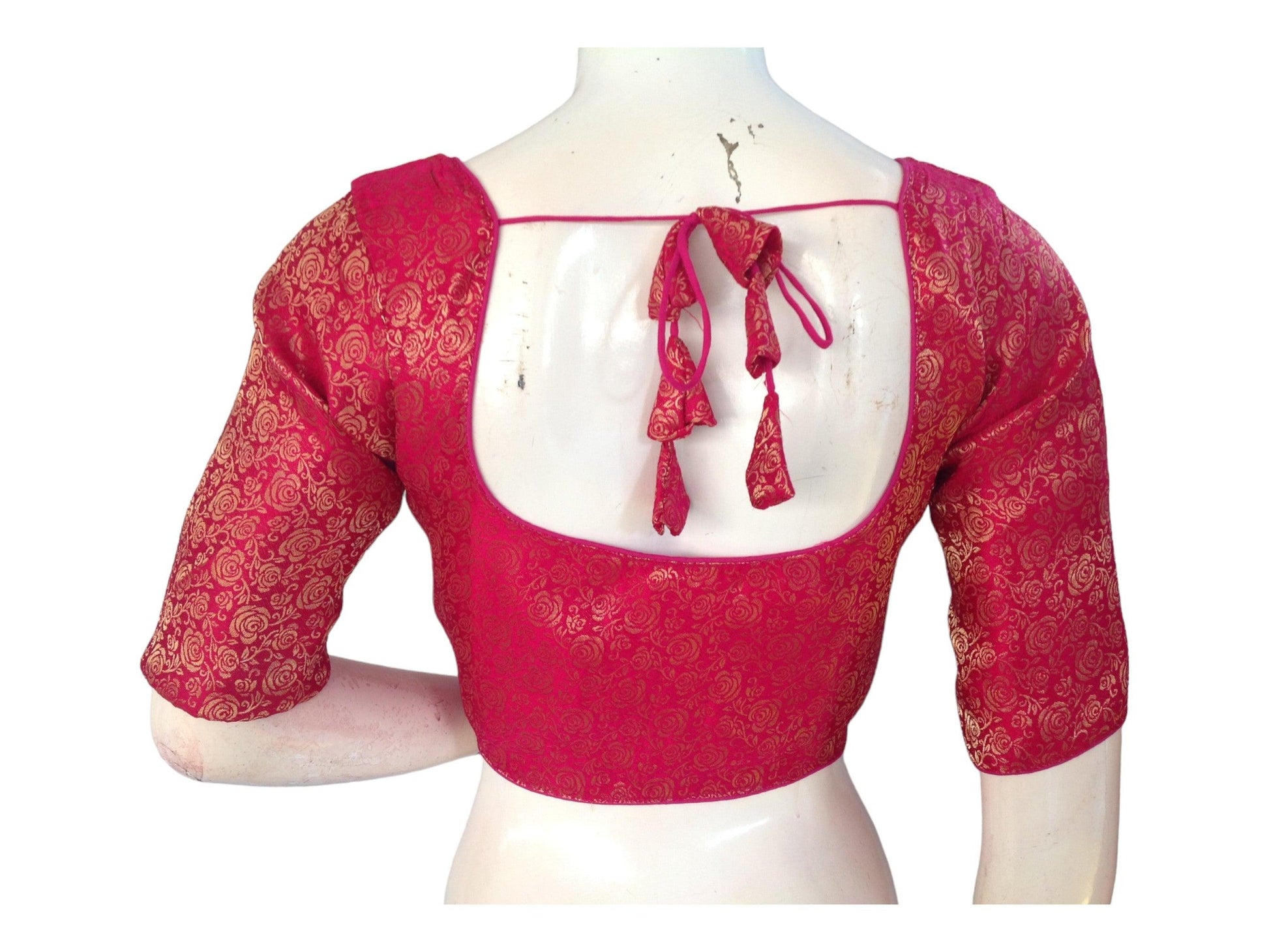 Pink Saree Blouse, Brocade Readymade Blouse, Plus Size Indian Choli top Online - D3blouses