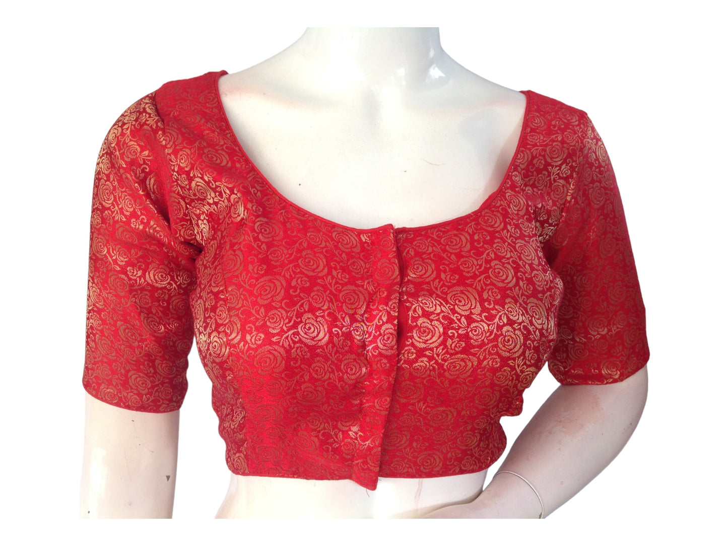 Red Saree Blouse, Brocade Readymade Blouse, Plus Size Indian Choli top Online