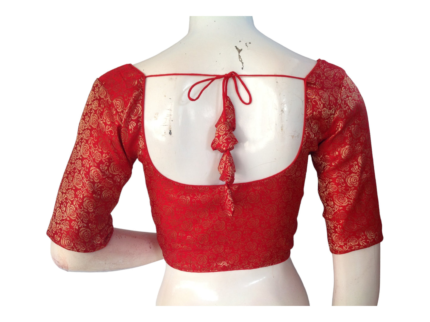 Red Saree Blouse, Brocade Readymade Blouse, Plus Size Indian Choli top Online