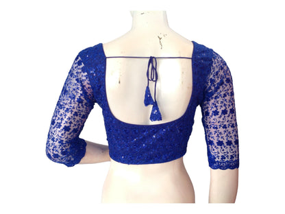 Blue Saree Blouse, Net Designer Readymade Blouse, Indian Choli top