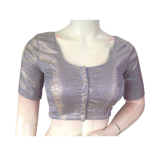 Lavender Dreams: Brocade Silk Readymade Saree Blouse