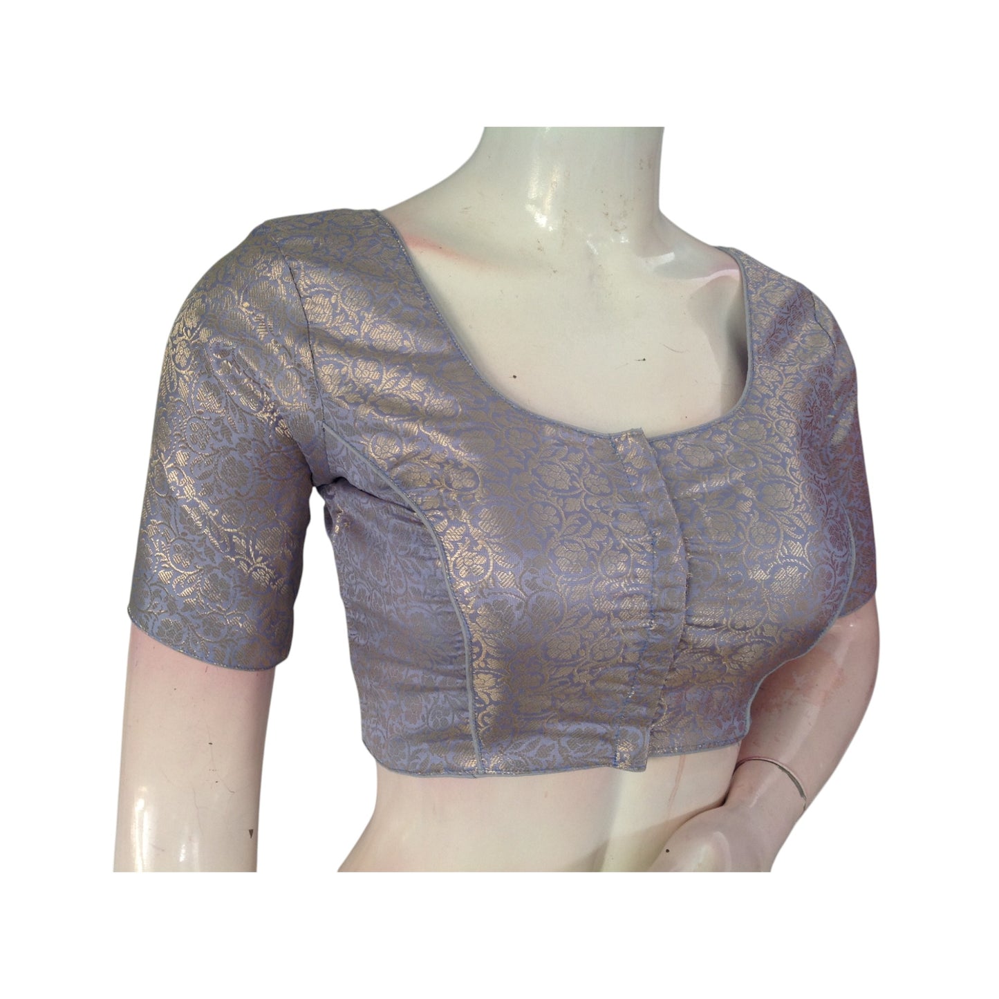 Lavender Dreams: Brocade Silk Readymade Saree Blouse