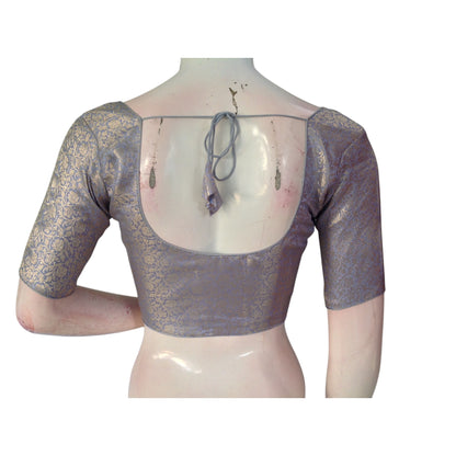 Lavender Dreams: Brocade Silk Readymade Saree Blouse
