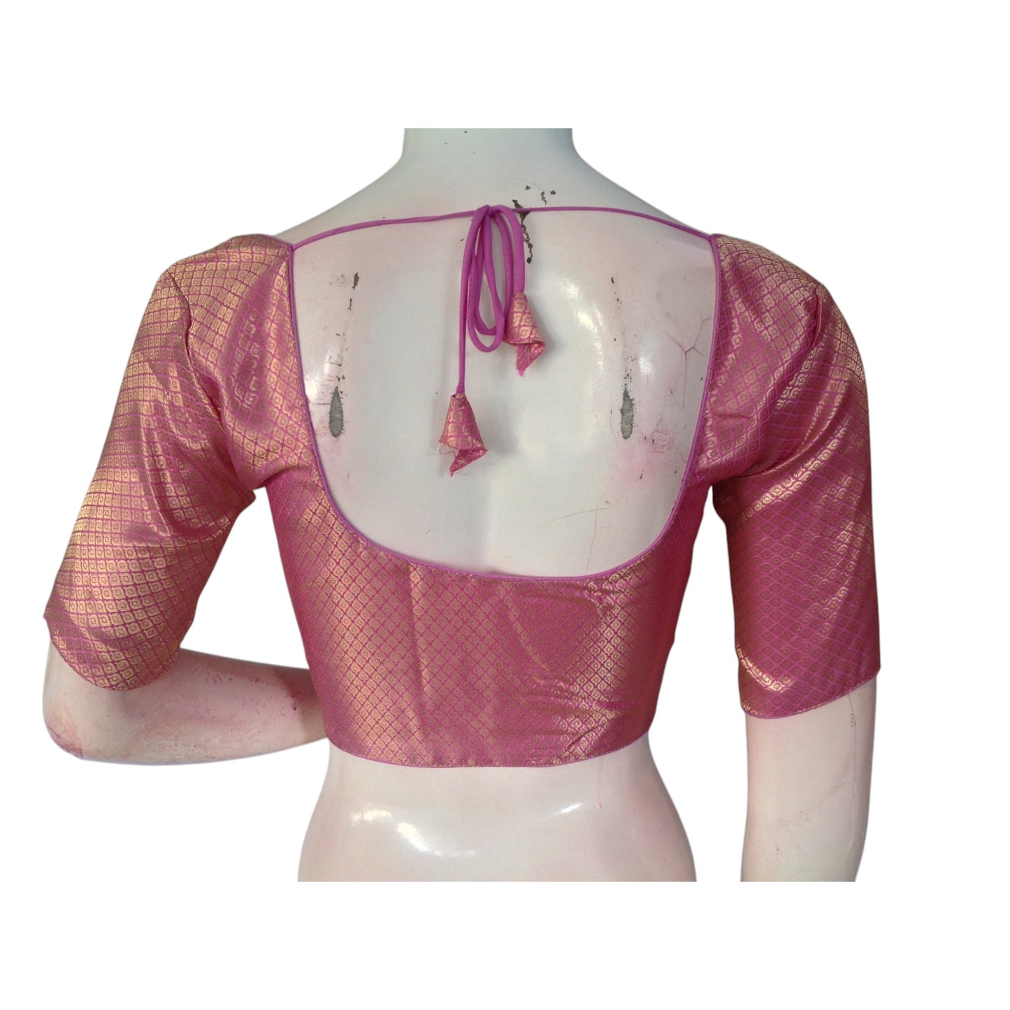 Pink Perfection: Brocade Silk Readymade Saree Blouse
