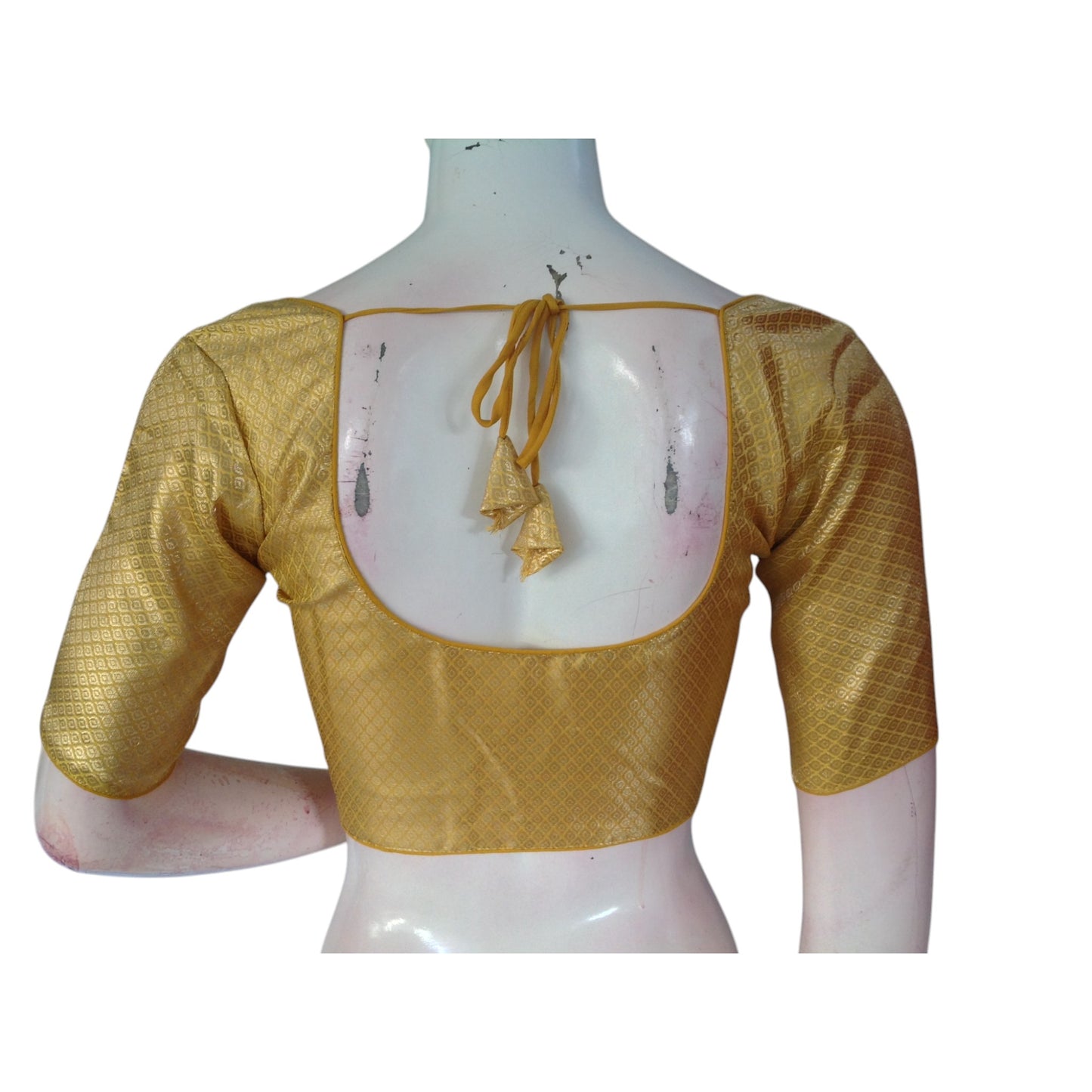 Sunshine Yellow Color Brocade Silk Readymade Saree Blouse
