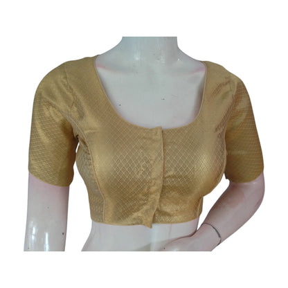 Comfort Meets Elegance: Gold Color Readymade Brocade Silk Blouse